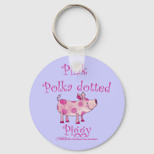 roze polka gestippeld varkensvlees sleutelhanger