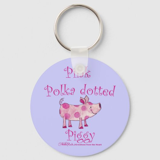 roze polka gestippeld varkensvlees sleutelhanger (Voorkant)