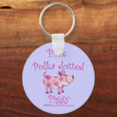 roze polka gestippeld varkensvlees sleutelhanger (Voorkant)