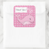 Roze Polka gestippelde Baby walvis | DIY-tekst Vierkante Sticker (Tas)