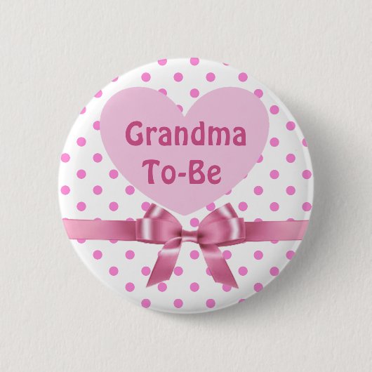 Roze Polka Gevlekte Oma om Baby shower Button te z (Voorkant)