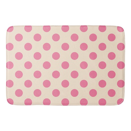 Roze polka-punten op crème badmat (Voorkant)