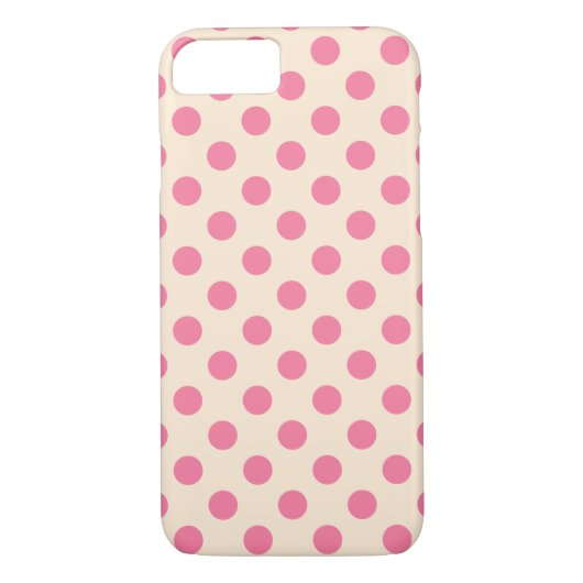 Roze polka-punten op crème Case-Mate iPhone case (Achterkant)