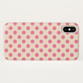 Roze polka-punten op crème Case-Mate iPhone case (Achterkant (horizontaal))