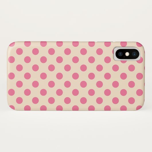 Roze polka-punten op crème Case-Mate iPhone case (Achterkant (horizontaal))