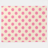 Roze polka-punten op crème fleece deken (Voorkant (Horizontaal))