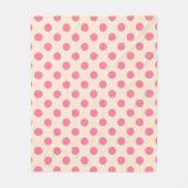 Roze polka-punten op crème fleece deken (Voorkant)