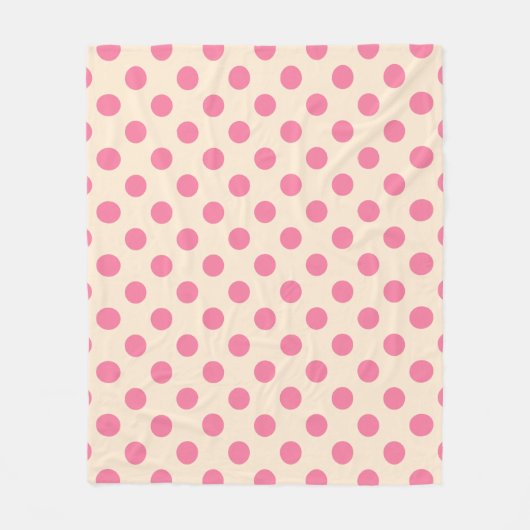 Roze polka-punten op crème fleece deken (Voorkant)