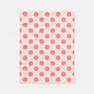 Roze polka-punten op crème fleece deken