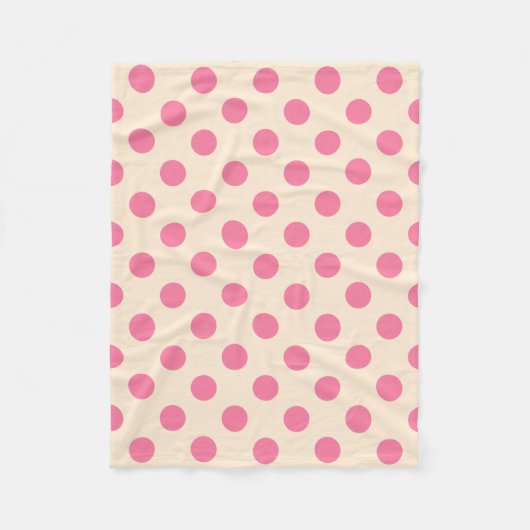 Roze polka-punten op crème fleece deken (Voorkant)