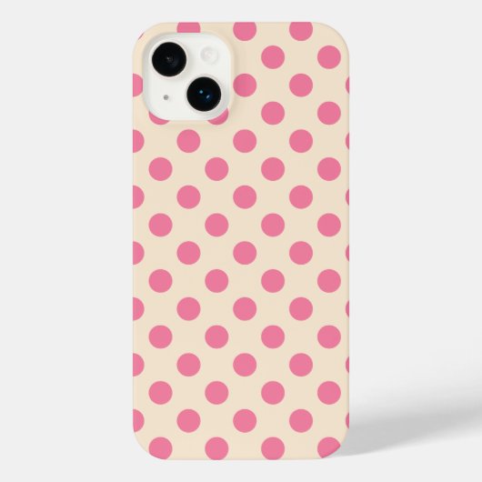 Roze polka-punten op crème iPhone hoesje (Achterkant)