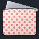 Roze polka-punten op crème laptop sleeve<br><div class="desc">Roze polka-punten op crème</div>