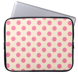 Roze polka-punten op crème laptop sleeve