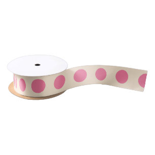 Roze polka-punten op crème satijnen lint