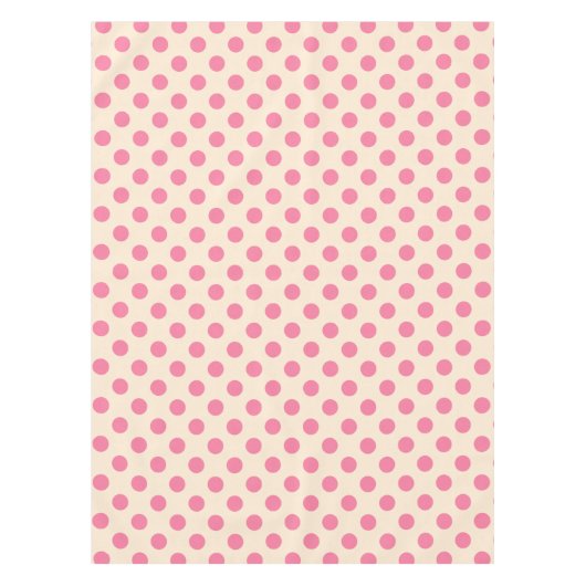 Roze polka-punten op crème tafelkleed (Voorkant)