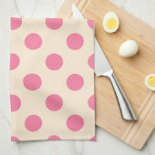 Roze polka-punten op crème theedoek (Quarter Fold)