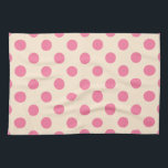 Roze polka-punten op crème theedoek<br><div class="desc">Roze polka-punten op crème</div>