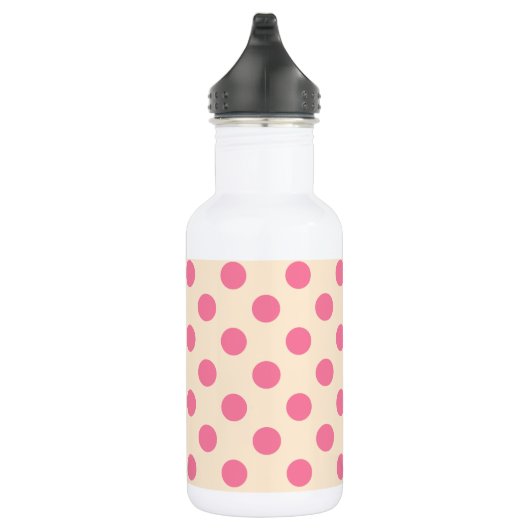 Roze polka-punten op crème waterfles  (Rechts)