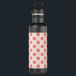 Roze polka-punten op crème waterfles<br><div class="desc">Roze polka-punten op crème</div>