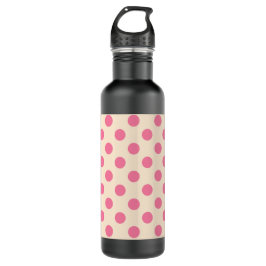 Roze polka-punten op crème waterfles 