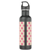 Roze polka-punten op crème waterfles  (Achterkant)