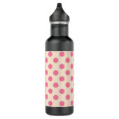 Roze polka-punten op crème waterfles  (Rechts)
