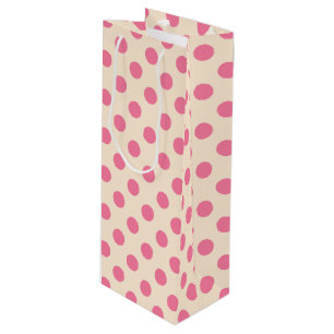 Roze polka-punten op crème wijn cadeautas