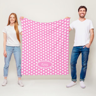 Roze polka stip aangepaste naam bord deken