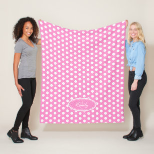 Roze polka stip aangepaste naam bord deken