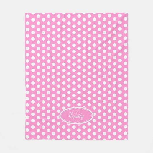 Roze polka stip aangepaste naam bord deken (Voorkant)