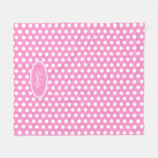 Roze polka stip aangepaste naam bord deken (Voorkant (Horizontaal))