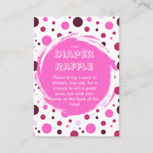Roze polka stip Baby Shower luier tombola ticket Informatiekaartje