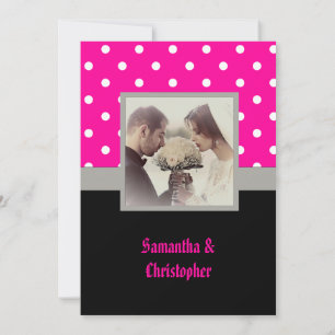 Roze polka stip bruiloft uitnodiging