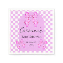 Roze polka stip lintjes gingham geruit baby shower