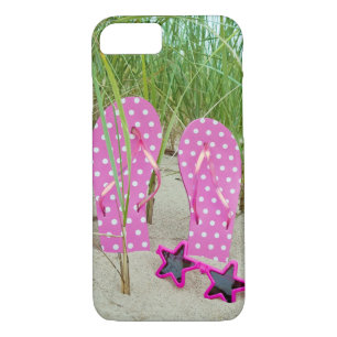 roze polka stip teenslippers met zonnebrillen Case-Mate iPhone case