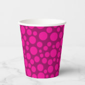 Roze polka stippapier bord papieren bekers (Voorkant)