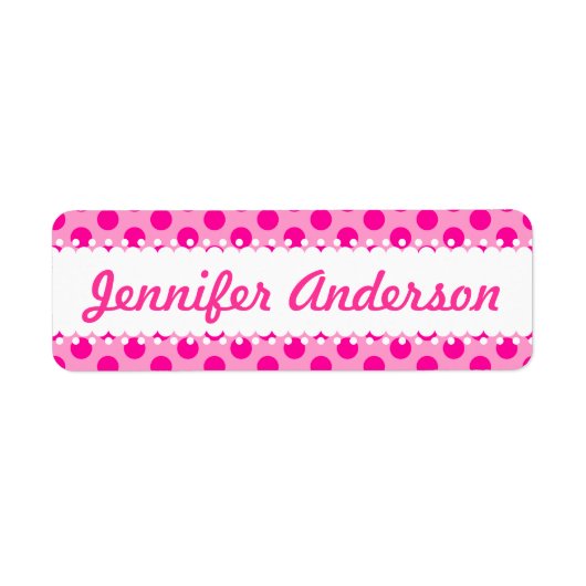 roze polka stippen - aangepaste naamlabels etiket (Voorkant)