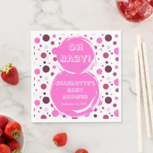 Roze polka stippen baby shower Papieren servet