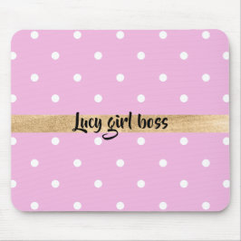 roze polka stippen bewerkbare personalisatie muismat