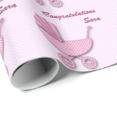 roze polka stippen cadeaupapier (Rol Hoek)