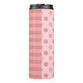 roze polka stippen en strepen: Monogram Thermosbeker (Achterkant)