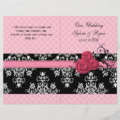 roze polka stippen floral book fold Weddenprogramm (Voorkant)