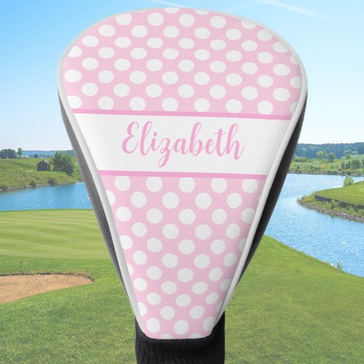 Roze polka stippen golf headcover dames aangepaste