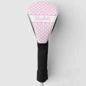 Roze polka stippen golf headcover dames aangepaste (Voorkant)