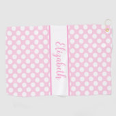 Roze polka stippen golfhanddoek dames aangepaste n (Horizontaal)