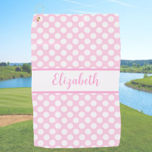 Roze polka stippen golfhanddoek dames aangepaste n