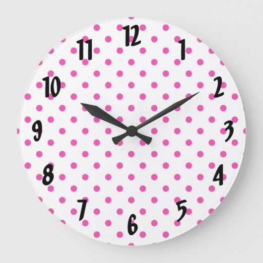 roze polka stippen grote klok (Voorkant)