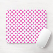 roze polka stippen in witte muismat (Met muis)