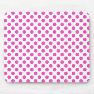 roze polka stippen in witte muismat