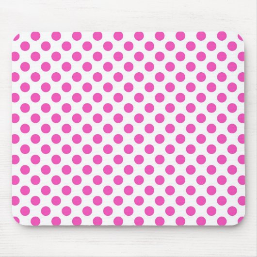 roze polka stippen in witte muismat (Voorkant)